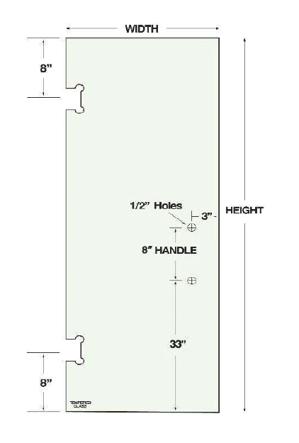 Picture of 3/8" Clear Tempered Glass Door 28" x 75‐5/8" /Heavy‐Duty Hinge/ 8" Handle